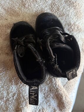 Dr. Martens toddler Black Velvet Ankle Boots